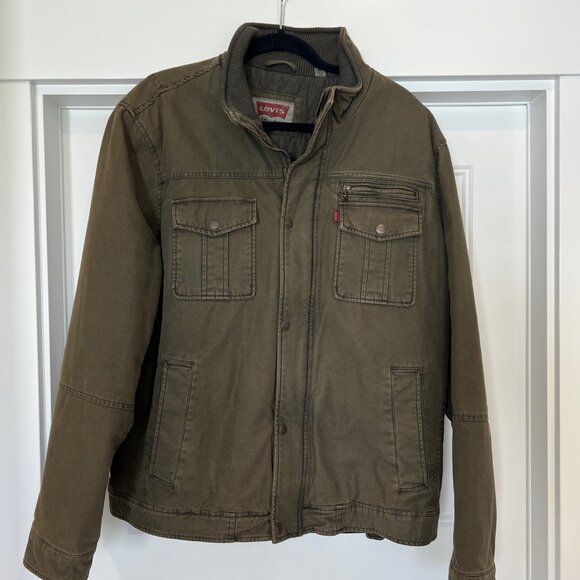 Levi's Men Deep Green Quilted Lining Trucker Military Jacket, XL - Picture 3 of 8
